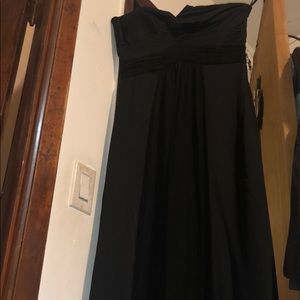 Long elegant strapless black dress